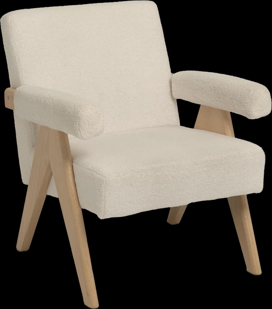 Cream armchair, oak frame