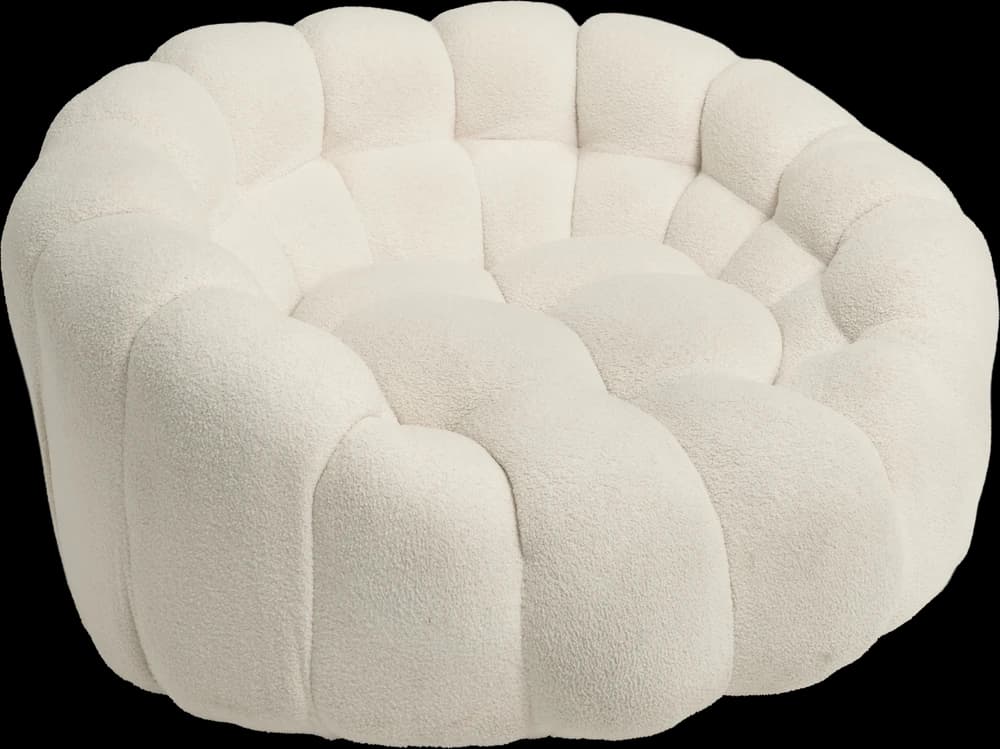 Round bouclé armchair
