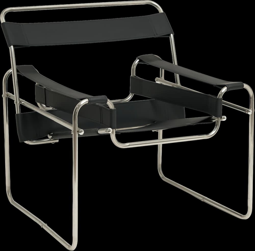 Chrome and leather sling chair